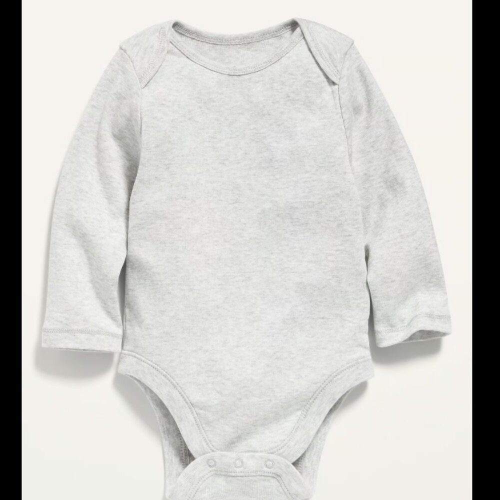 Old Navy - Unisex Long-Sleeve Solid Bodysuit For Baby - Light Heather Gray